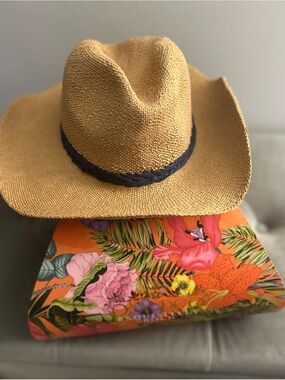 Powder Woven Straw Fedora with Dark Braided Band - Tan
